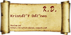 Kristóf Dénes névjegykártya